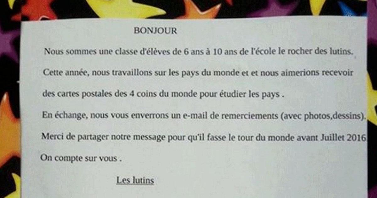 Le message d'une institutrice fait le buzz sur Facebook
