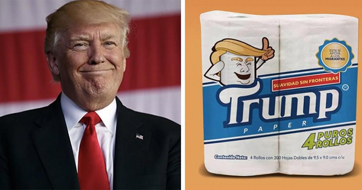 Le papier toilette avec un portrait de Trump pour soutenir les migrants
